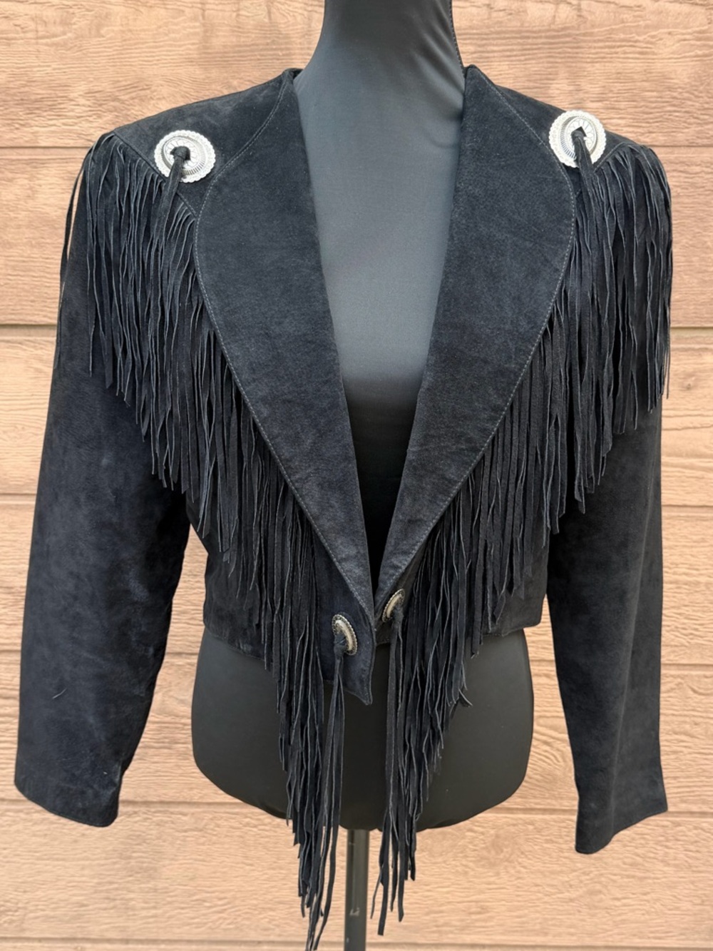 Vintage Scully Fringed cropped Suede Women's western Jacket - Black - Picture 2 of 14